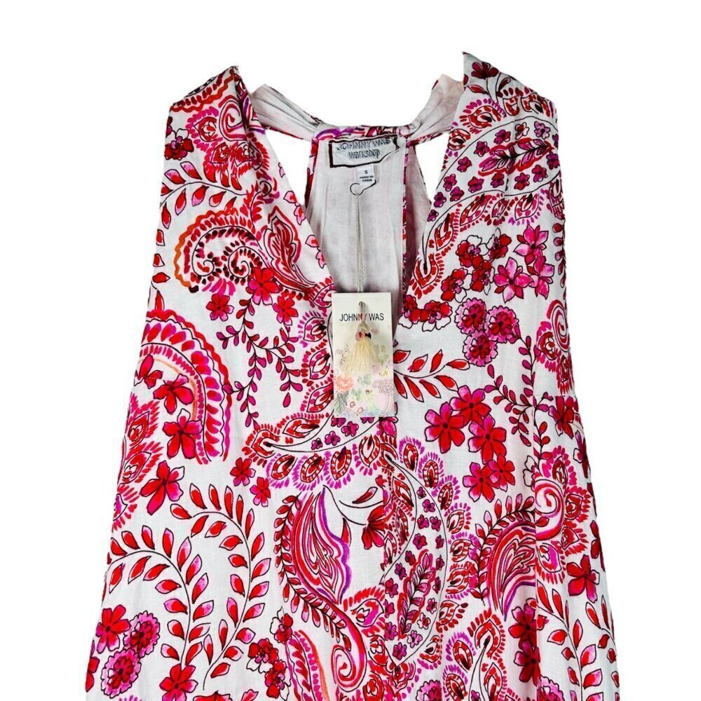 Johnny Was Lillet Size Small Crisscross Linen Dress Lightweight Cruise Holiday F - Picture 6 of 9